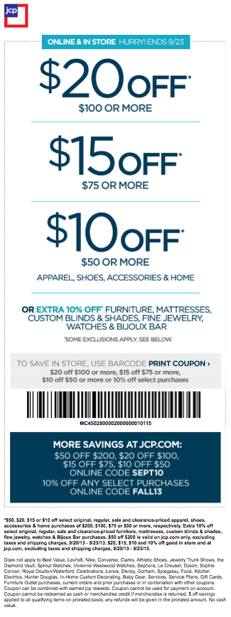 Jcpenney: Up To $20 Off Apparel, Shoes, Accessories & Home In Store
